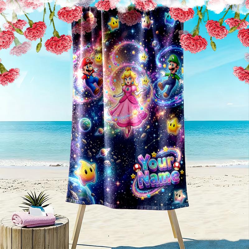 Name Custom Super Brothers Print Beach Towel, Large Soft Quick Dry Towel for Beach Camping Swimming