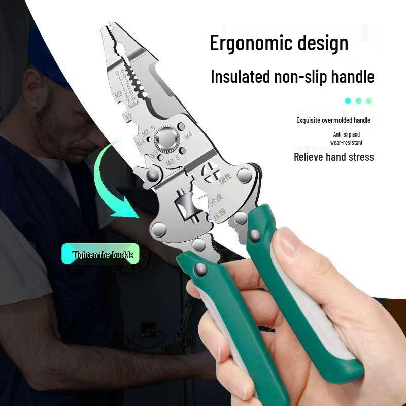 26-in-1 Multi-Function Electrician Wire Stripper: Foldable Tool for Stripping, Pulling, and Splitting Wires