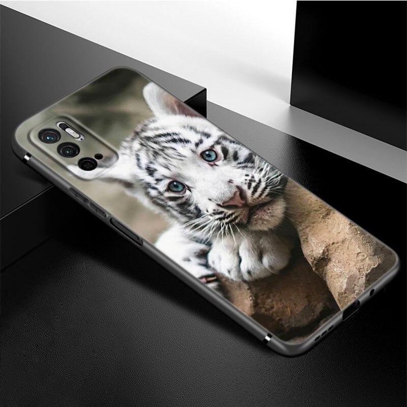 Cute Little Tiger Phone Case For Xiaomi Redmi Note 11 10 9 8 Pro 11T 5G 10T 10S 9S 9T 9i 9C 9A 8T Soft TPU Black Cover Funda