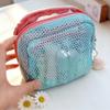 1pc Fashion Large-Capacity Cosmetic Organizer Bag - Deep Pink/Green Mesh Travel Toiletry Bag with Multiple Compartments