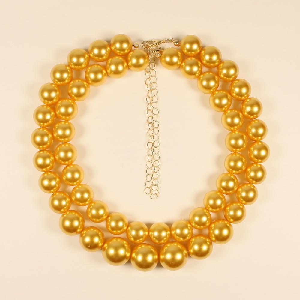 Necklace imitation pearl necklace European and American necklace trend hip-hop accessories set two-piece supply
