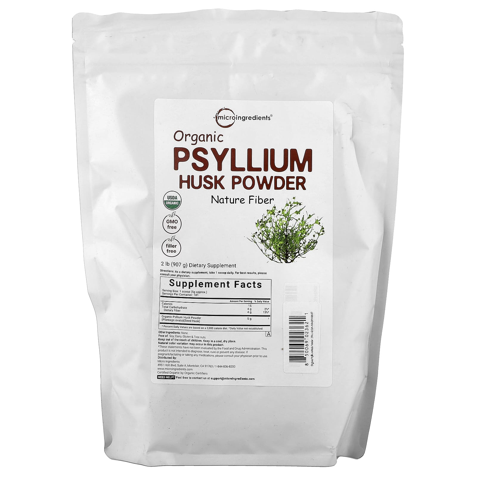 

Organic Psyllium Husk Powder, 907G(2Lb)