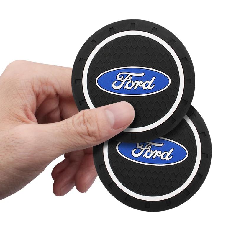 PVC Car Coasters Water Cup Slots Non-Slip Mat Water Cup Pad For Ford Fiesta Mondeo Fusion Escape Shelby Edge Kuga MK6 Accessorie CVX1