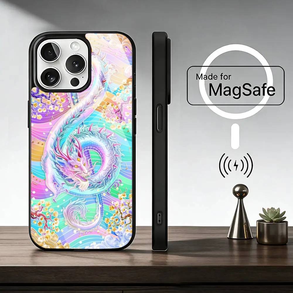 colorful dragon Phone Case For iPhone17,16,15,14,13,12,11 Plus,Pro Magnetic with Magsafe Wireless Charging iPhone12mini