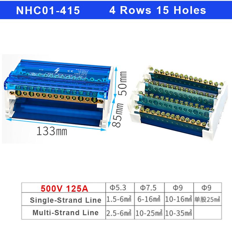 1PCS Junction Modular Screw Universal Wire Electrical Connector Din Rail Terminal Block Power Distribution Box NHC01 Series