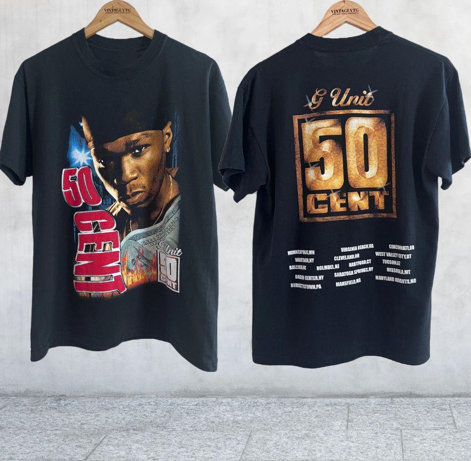 Unisex Shirt Cotton Oversize Large Size Vintage Early 00s 50 Cent G Unit Tour T-shirt, Size S-5XL