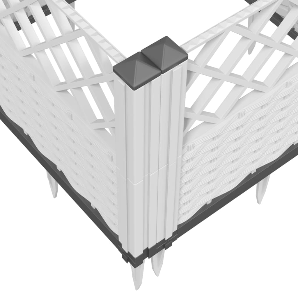 Planting Box with Ground Spikes White 363.5 x 43.5 x 43.5 cm PP