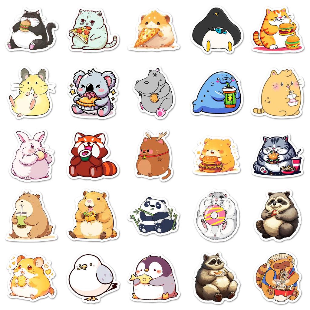 50PCS Cute Cartoon Animal Stickers for Water Bottles and Laptops
