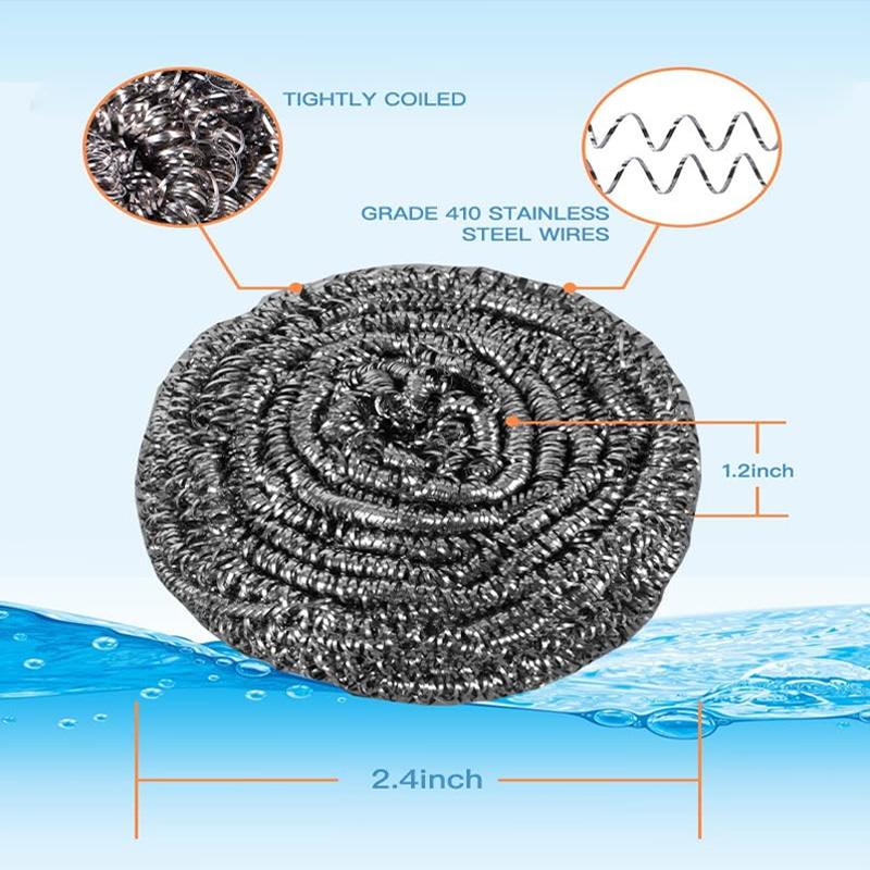 410 Stainless Steel Scouring Pads, 20 Pcs for Heavy Grease. 31x31cm, Bubbles Rich, Durable, Not for Non-Stick