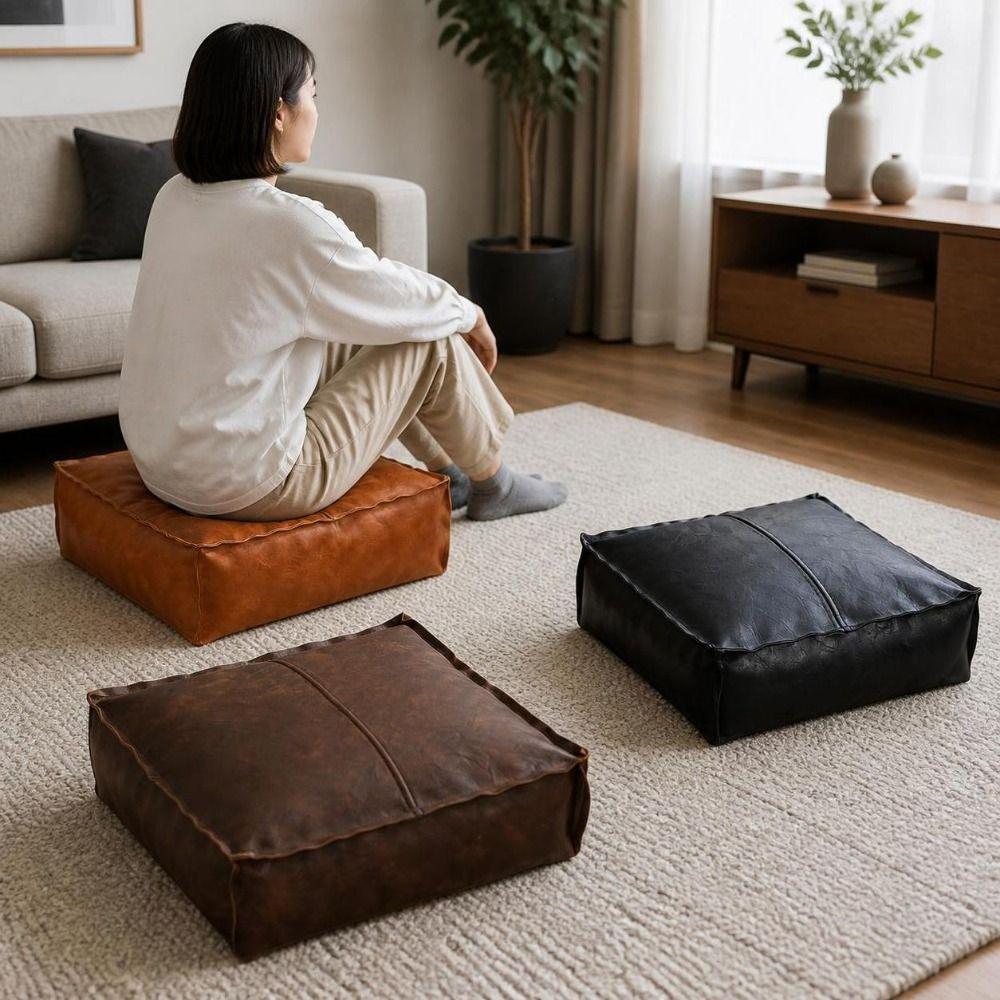 Large Capacity Square Pouf Cover Removable Sofa Stool Cover Clothes Storage