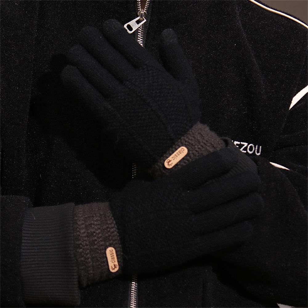 Plush Thick Warm  Gloves Windproof Fleece Gloves Daily Full Finger Gloves  for Winter