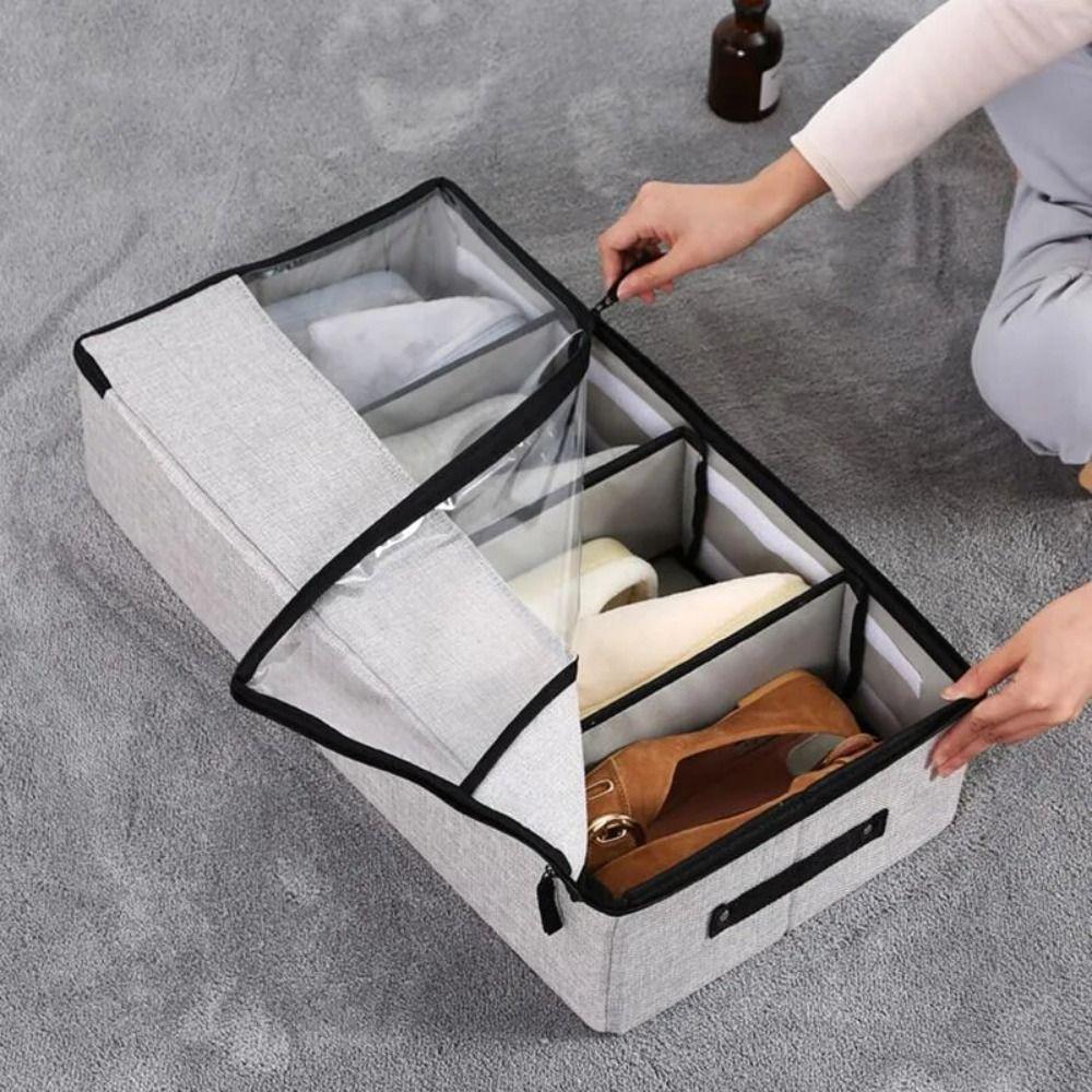 Trennwand Unterbett Aufbewahrungsbox Abnehmbare Schuhaufbewahrungsbox Baumwollleinen Schuhkarton Schrank