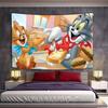 Cute TTom And Jerry Tapestry Wall Hanging Tapestry Art Deco Blanket Curtain Hanging At Home Bedroom Living Room Decor