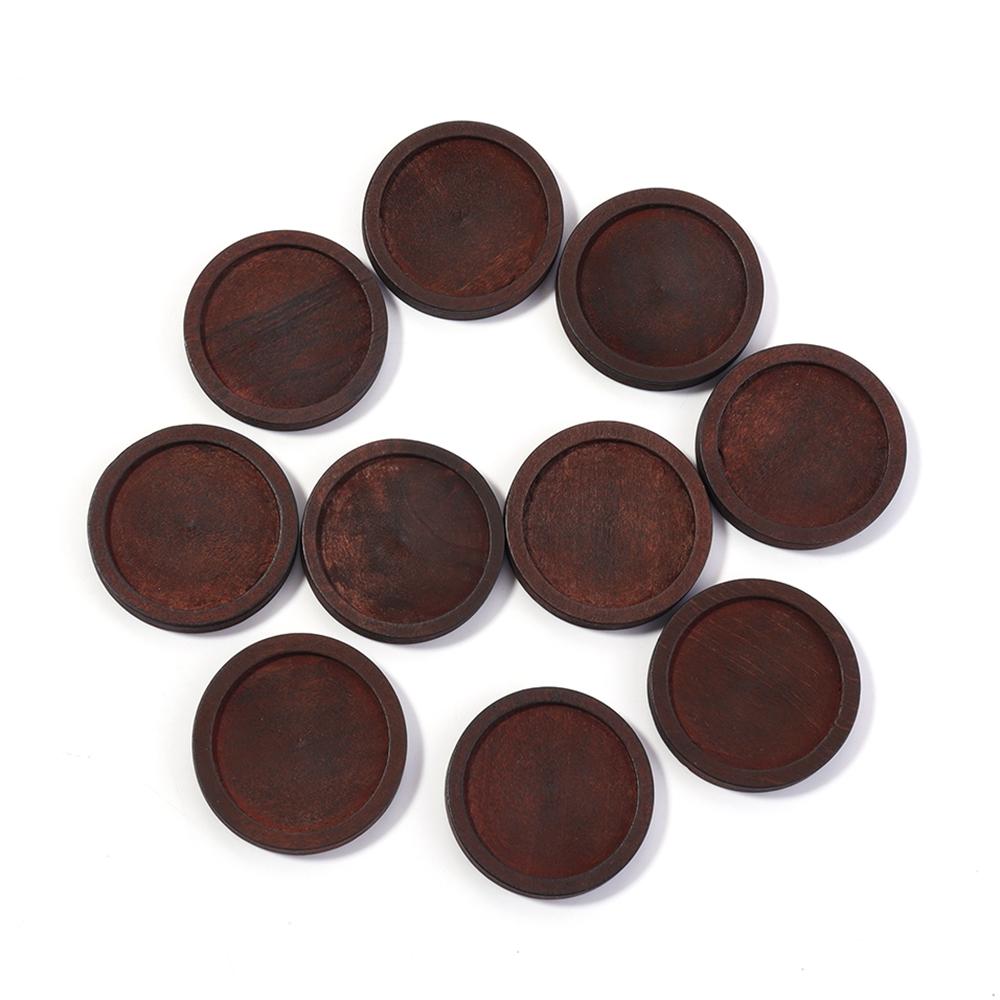 

10Pcs Natural Wooden Cabochon Cameo Base Vintage Round Blank Setting Tray For Necklace Jewelry Making Findings Home Decoration 12mm коричневый