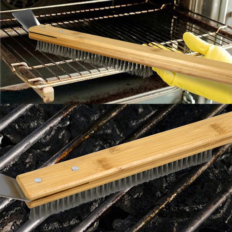 Pizza Oven Brush Steel Wire Pizza Stone Cleaning Brush With Scraper Oven Cleaner