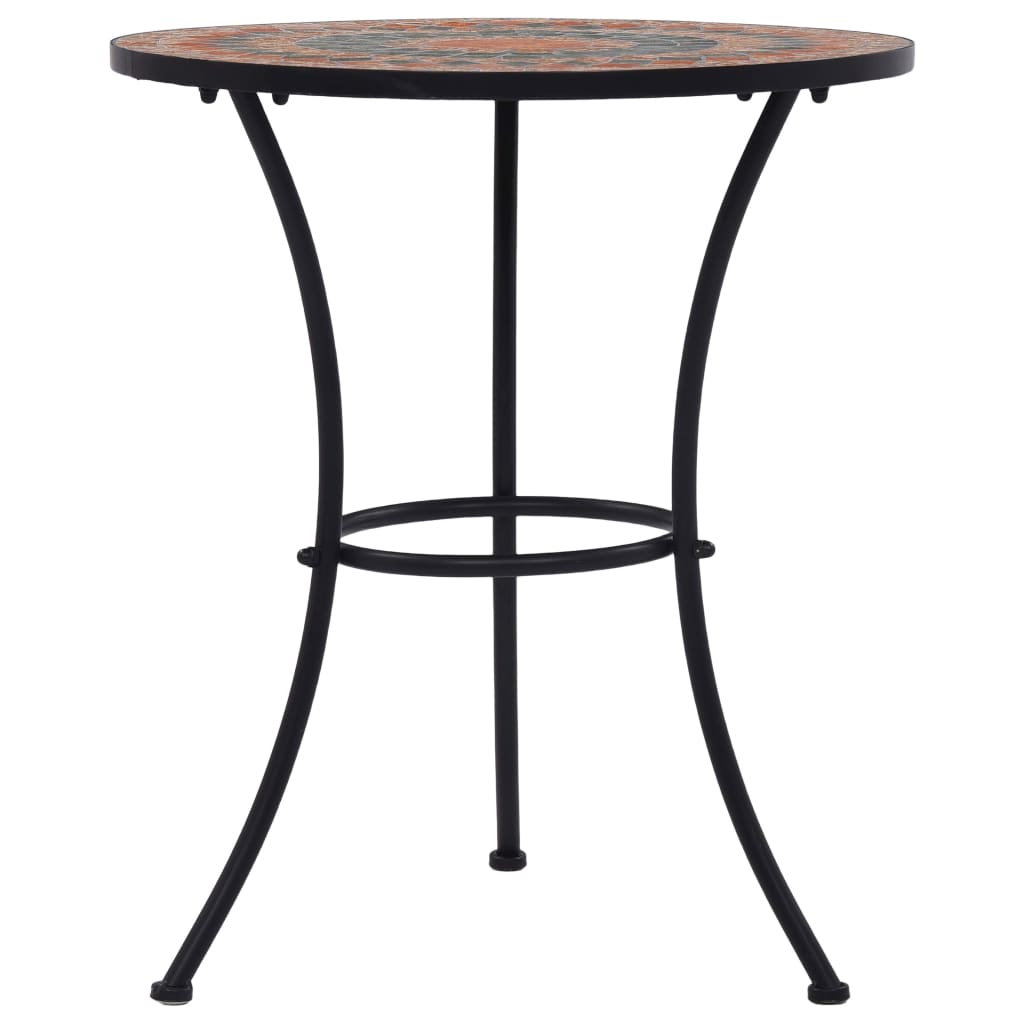Stolik Bistro Mozaikowy Pomarańczowo-Szary 60 cm Ceramiczny