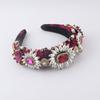 Cerchietti scintillanti con gemma rossa trasparente, imbottiti con strass di diamanti, per capelli da sposa da donna, accessori di lusso per capelli da matrimonio