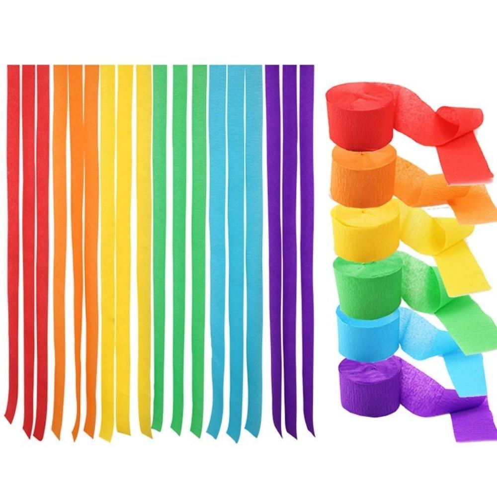 Colorful Crepe Paper Streamers Flower Paper Rolls 6 Rolls Set Paper Garland Decor Unicorn Theme Pastel Rainbow