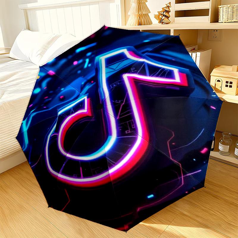 Neon Tik-tok Logo Art Umbrella 8-Frame for Travel, camping, Casual Lightweight Portable Umbrella, Essential for every family Holidays Gift