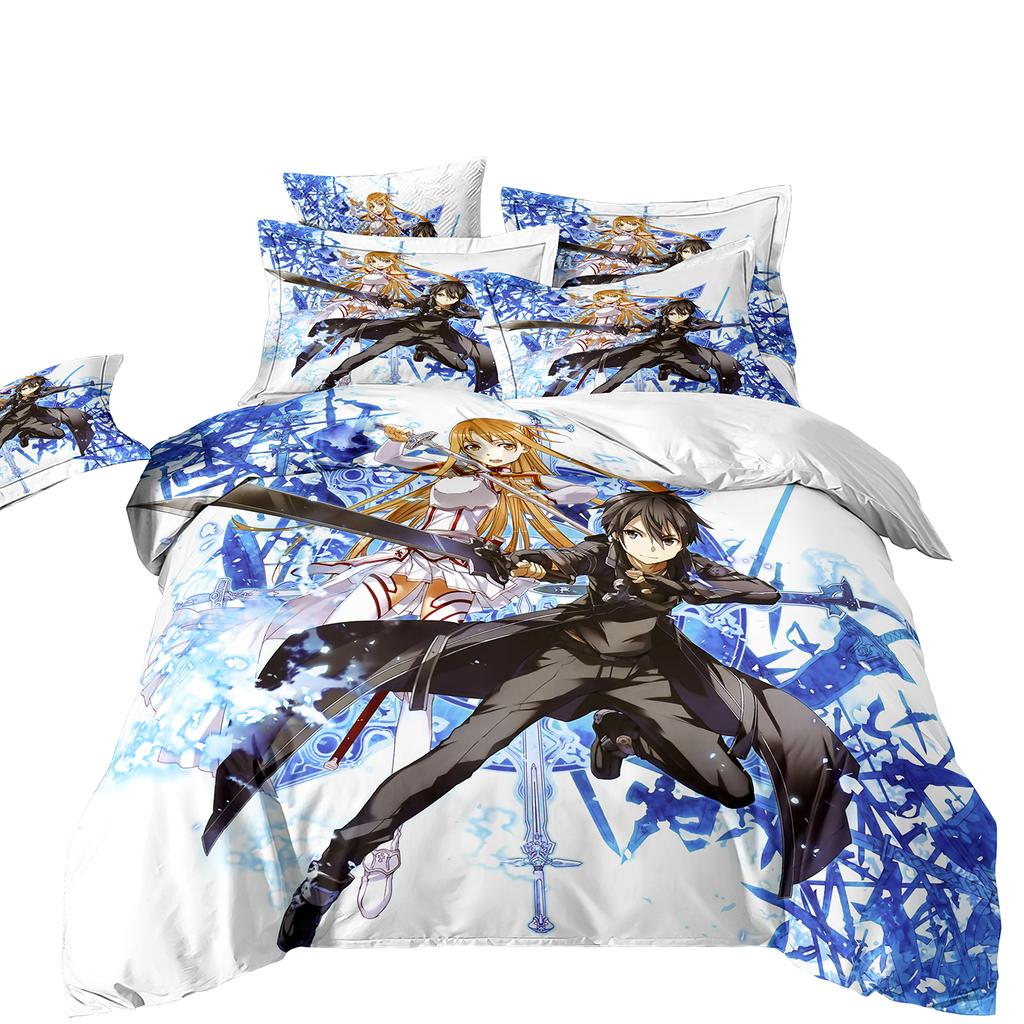 3D Hot Sale Anime Sword Art Online Comfortable Duvet Quilt Cover Pillowcase Bedding Set Children Bedroom Decoration Home Textile