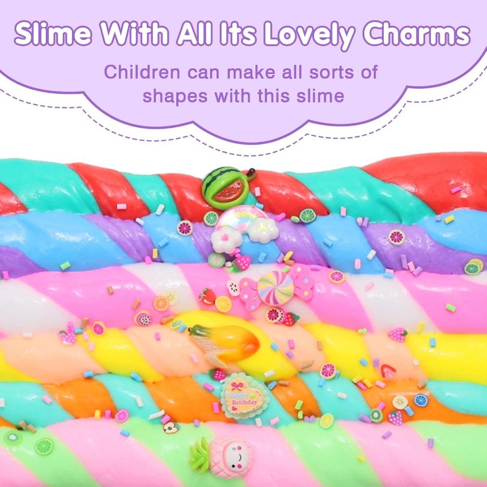 Butter Slime Kit 6 Pack Party Favors for Kids Colorful Stress Relief Toy for Girls Soft DIY Slime Surprise Toy with Charm Gift