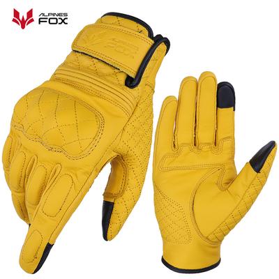Motorcycle Rider Retro Anti-Drop Four Seasons Leather Road Bike Riding Gloves
