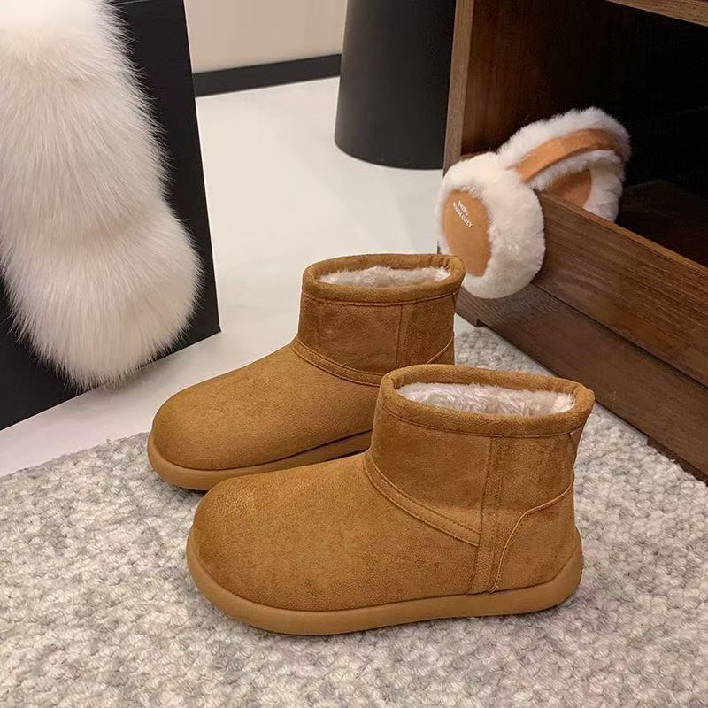 New Thick Cotton Shoes with Retro Thick Soles and Versatile Fleece-lined Snow Boots for Women