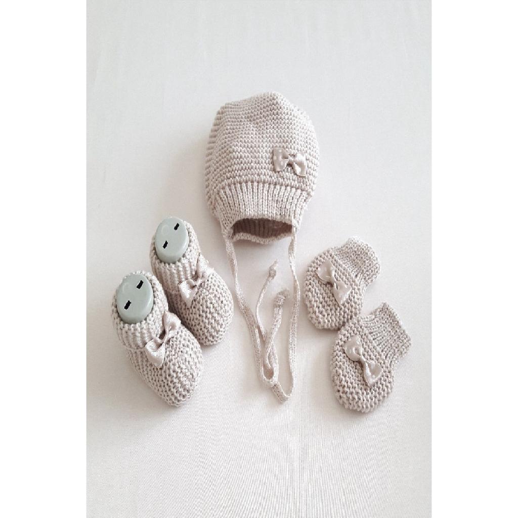 Baby 3-piece Booties Hat Glove Set - Blue