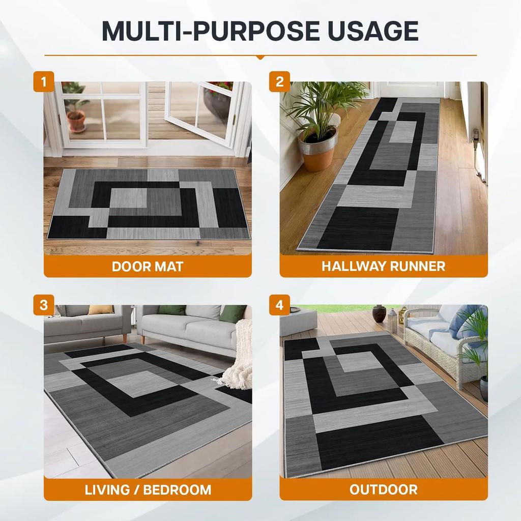 Geometric Style Living Room Carpet, Durable And Slip-Resistant Sofa, Coffee Table Rug, Bedroom Floor Mat, Home Decoration