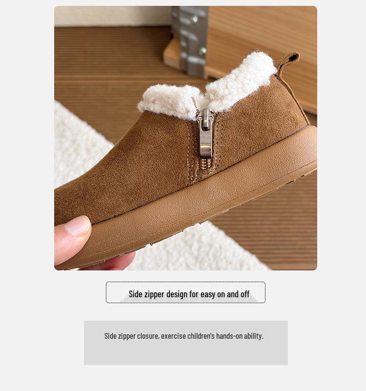 Winter 2025 Kinder Niedrige Schneestiefel, Koreanischer Stil, Vielseitig & Warm Samt, Mädchen Baumwollschuhe