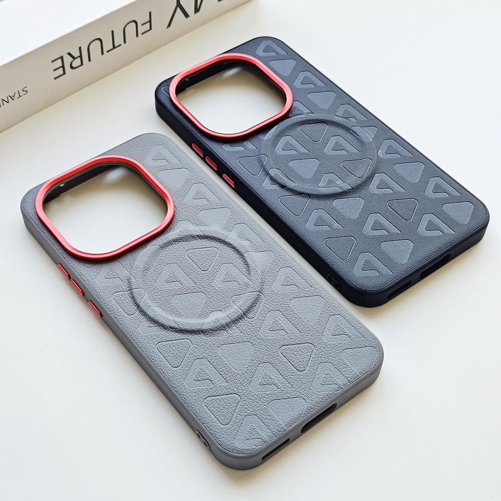 For Vivo iQOO 15 Ultra Case Magnetic Plain Leather Printing Lens Frame Anti-Fingerprint Soft Silicone Cover