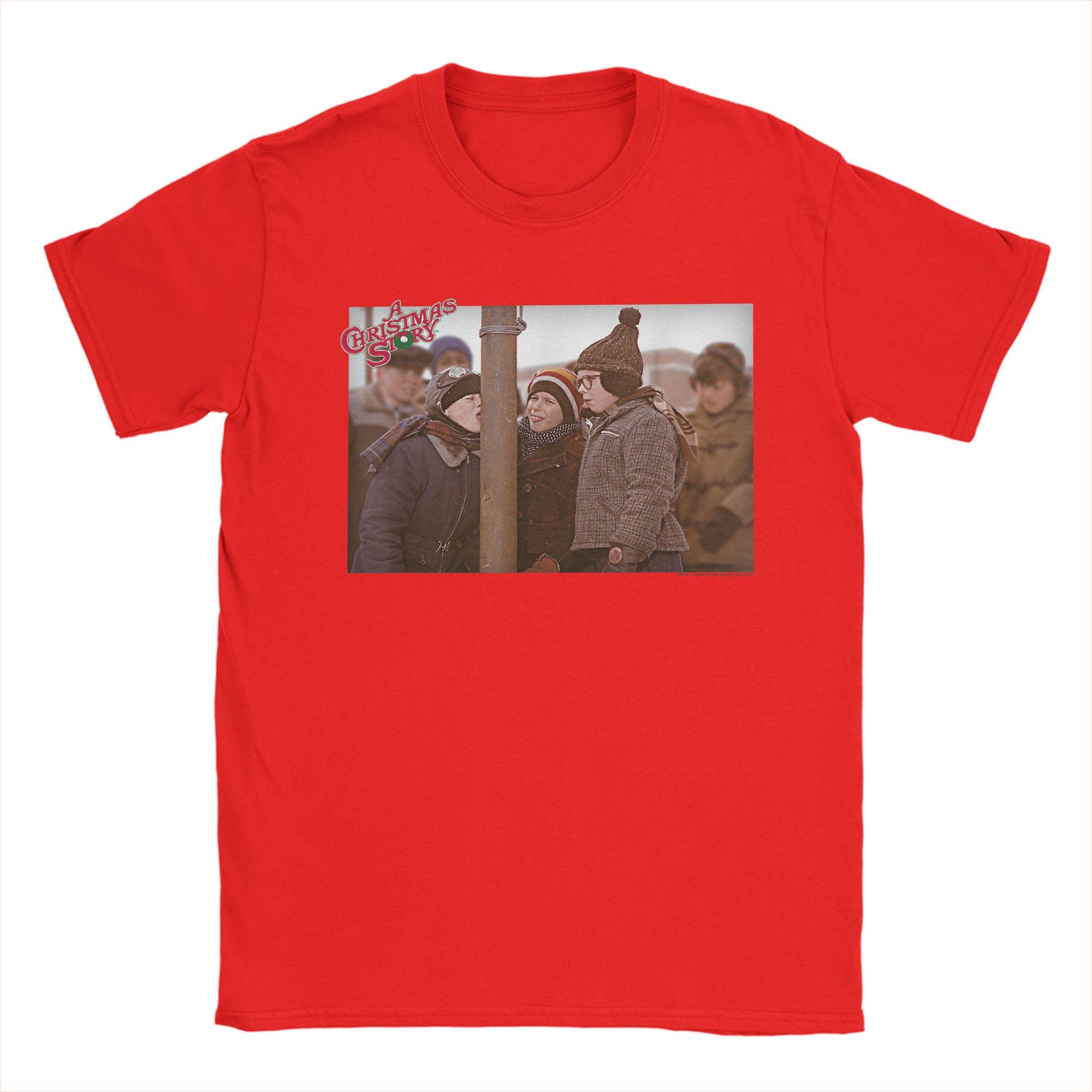 Fashion A Christmas Story Triple Dog Dare Photo Holiday T-Shirt for Men Round Collar T Shirts  Short Sleeve Tees Clothes S