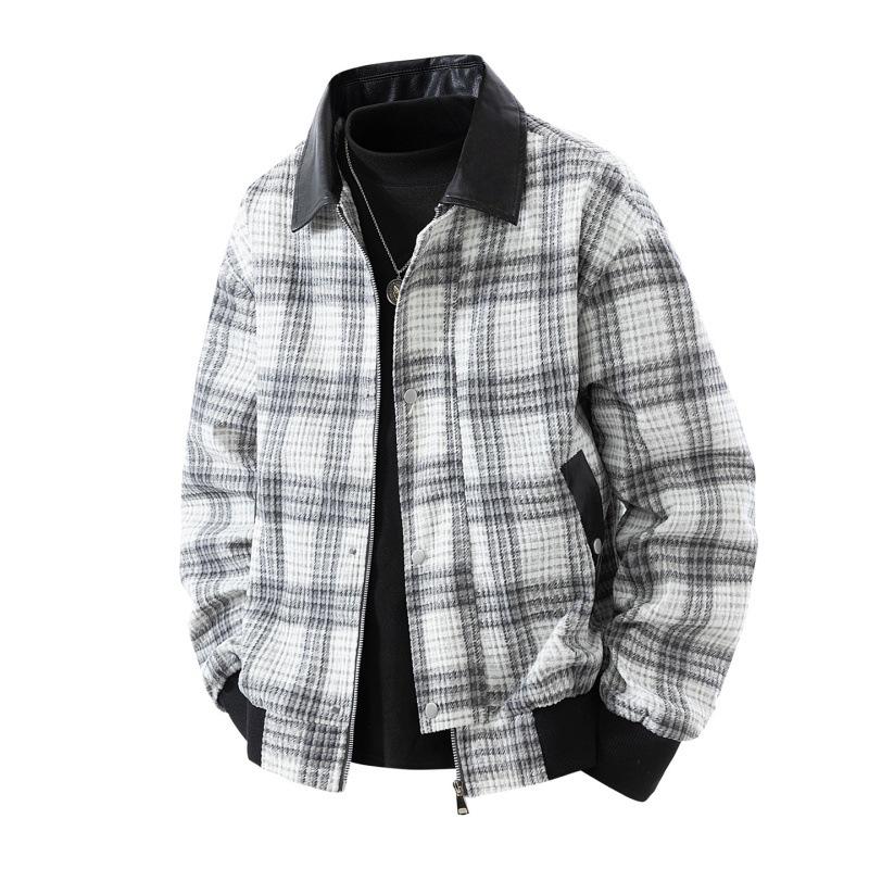Autumn and Winter New Street Hooded Sweater Jacket Trendy Brand Loose Plaid Splicing Casual Personalized Cardigan