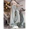 High-Waisted Retro Light Wash Wide-Leg Jeans with Semi-Elastic Waist