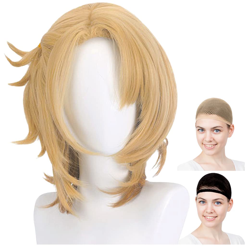 CaseEden Cosplay Heat Gold WIG5618 Wig, Short, 40cm, Resistant, Blonde,