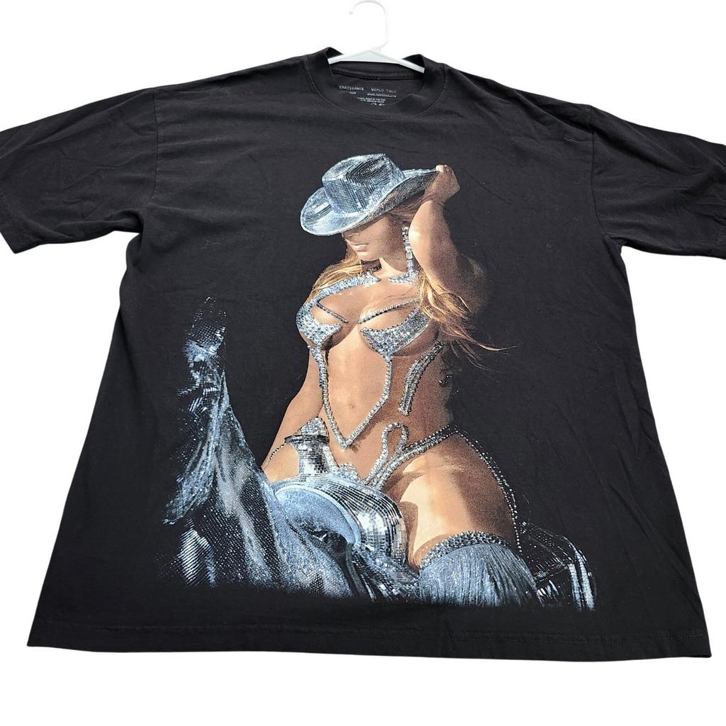 Official Beyonce Renaissance World Tour Shirt Large Black Graphic Concert Tee Unisex T-Shirt
