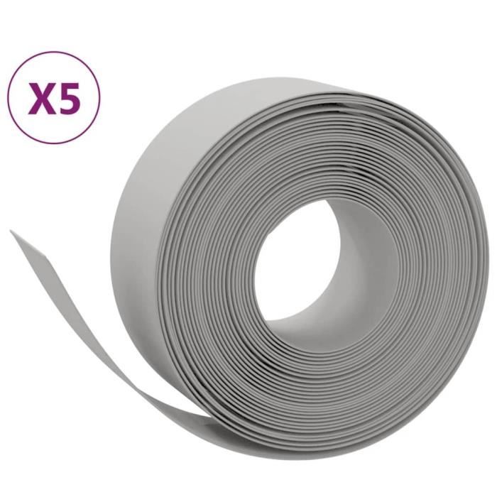 VidaXL Bordures de jardin 5 pcs gris 10 m 20 cm polyéthylène 3155455