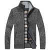 Men's Fleece-Lined Stand Collar Cardigan: Thick Knit Sweater for Autumn & Winter - Plus Size Available