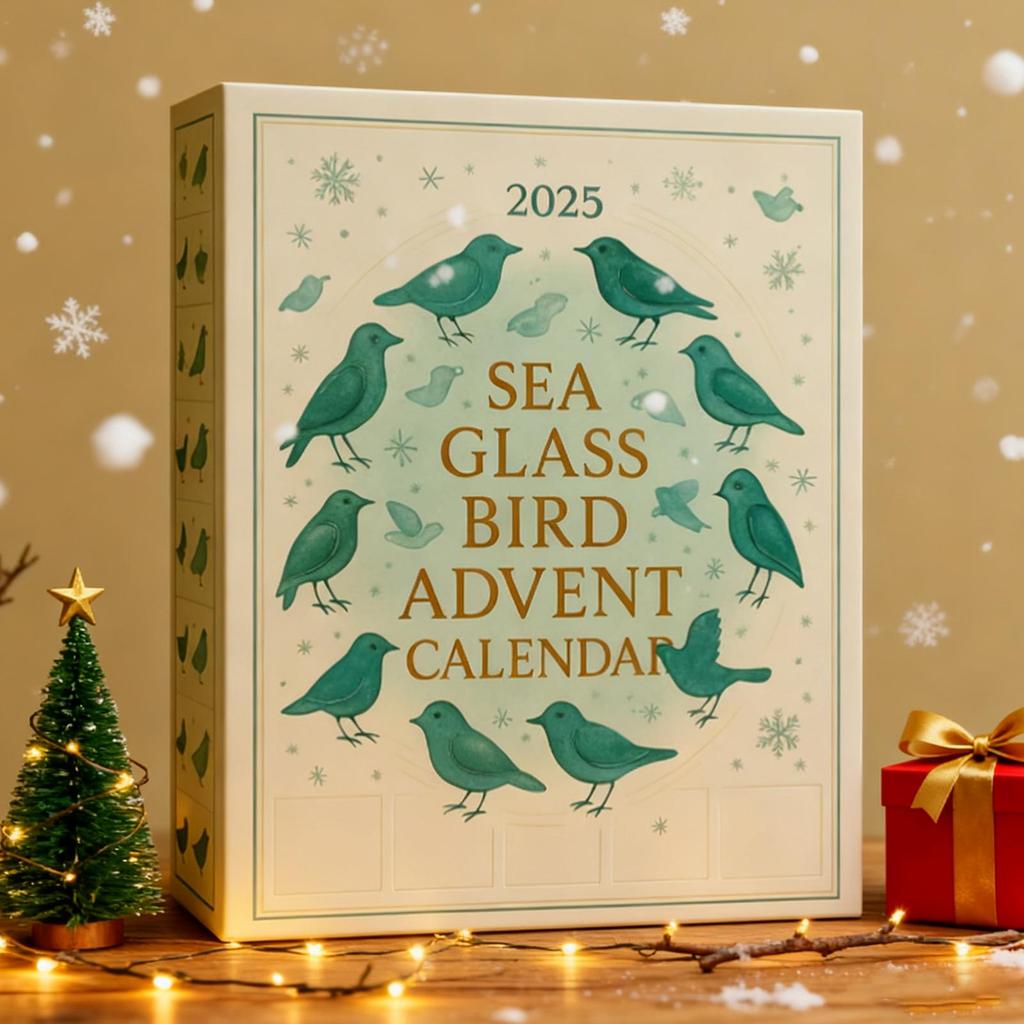 Sea Glass Bird Advent Christmas Calendar 2025 2D Acrylic Seasonal Decor 24 Days Bird Christmas Countdown Decorations For Car