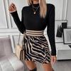 Autumn 2024 European & American Women's Color Block High Waist Bodycon Mini Skirt