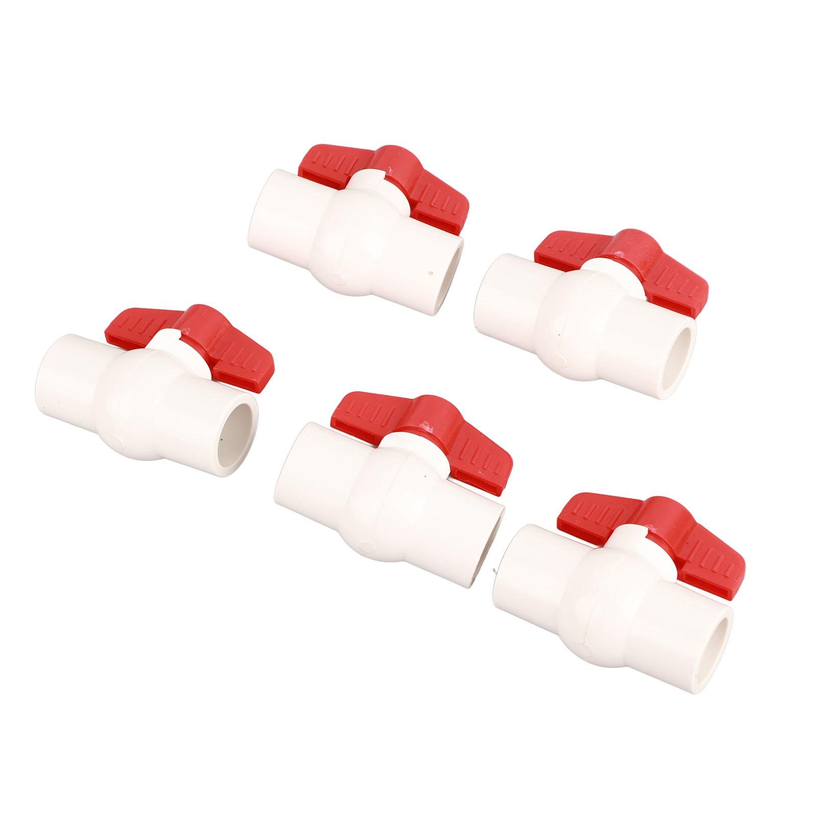 

5 Pcs Ball Valve Flat T Handle PVC Water Supply Ball Valve Switch for Swimming Pools 20mm0.8in