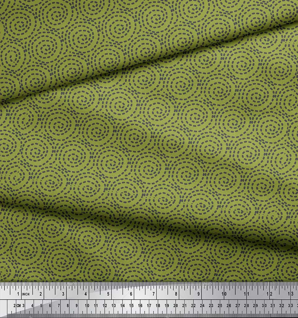 Soimoi Green Japan Crepe Satin Fabric Abstracts Abstract Fabric Prints By Metre 42 Inch