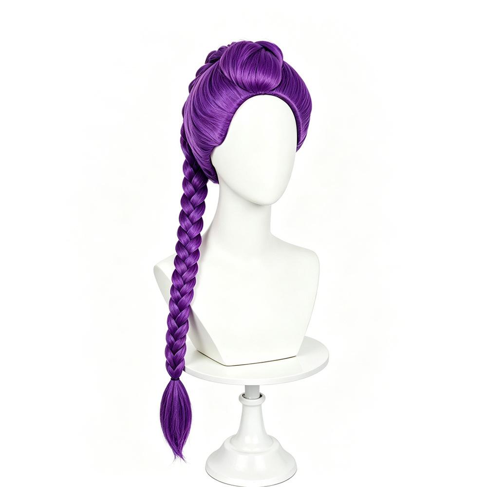 Daimesi Huntress Squad Rumi Cos Wig, Jaw Clip Ponytail, Purple Braid Full Wig