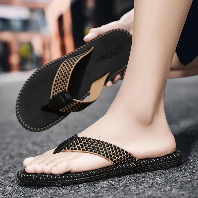Men's Anti Slip Flip Flops  New Fashion Indoor Outdoor Beach Soft Slippers Home Bathroom Flat Casual Shoes Wear-Resistant