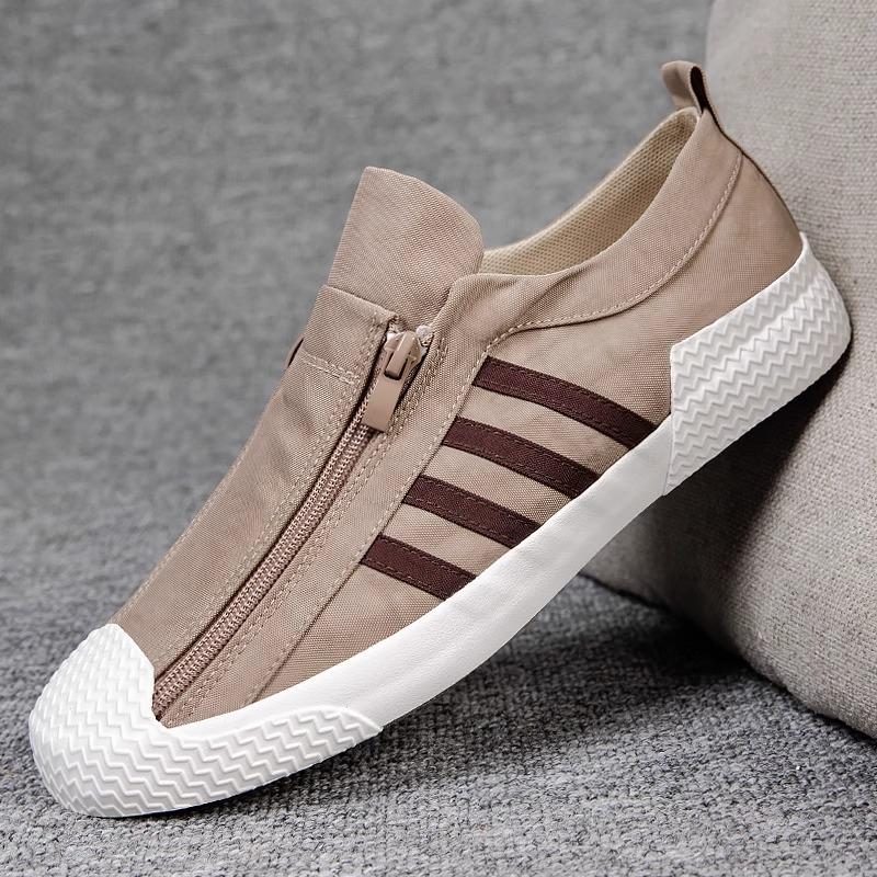 Spring new men's shoes trendy shoes low-top little white shoes zipper canvas shoes trendy versatile casual board shoes
