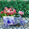 Tricycle Flower Basket Imitation Rattan Woven Decorative Candy Serving Basket Tricycle Planter Flower Holder for Floral Arrangement Party