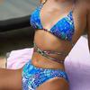 Printed split bikini high waist beach swimsuit bikini fashion tight