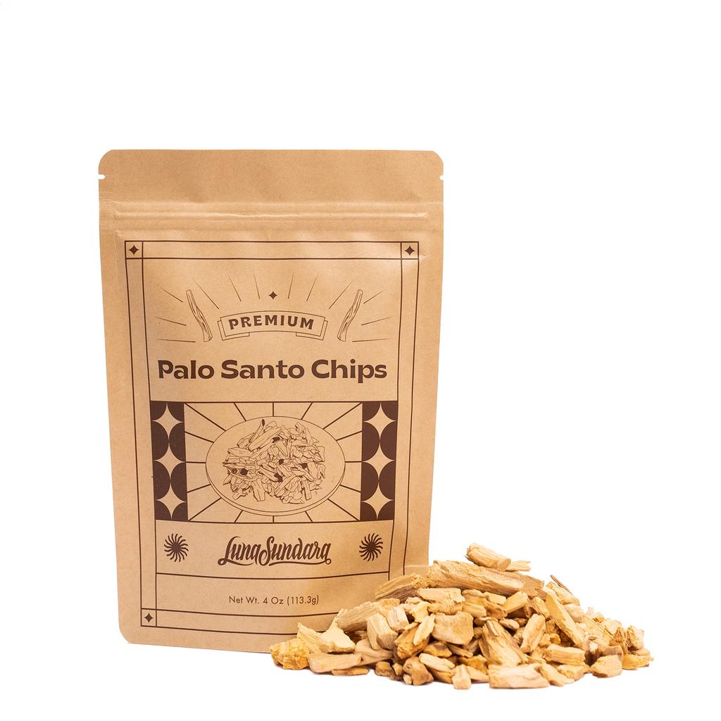 Luna Sundara Palo Santo Incense Chips - 4 Oz. Sustainably Harvested Palo Santo Wood for Smudging and Homemade Incense