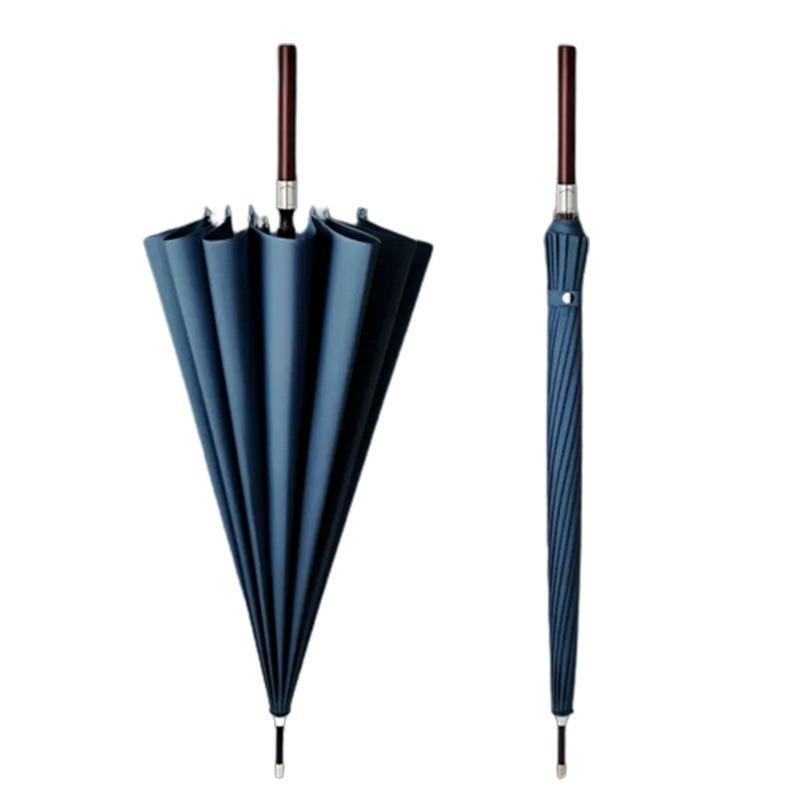 Light Luxury Long Wooden Handle Umbrella Fully Automatic Enlarged Thickened Reinforcement Wind Resistant Business Golf Umbrella