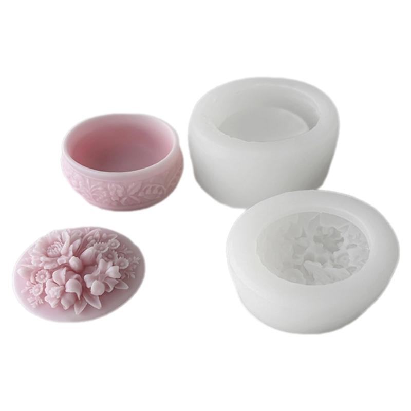 Flower Storage Jar Mould Jewelry Organizer Silicone Mold Concrete Plaster Storage Box Molds for Organizing Enthusiasts